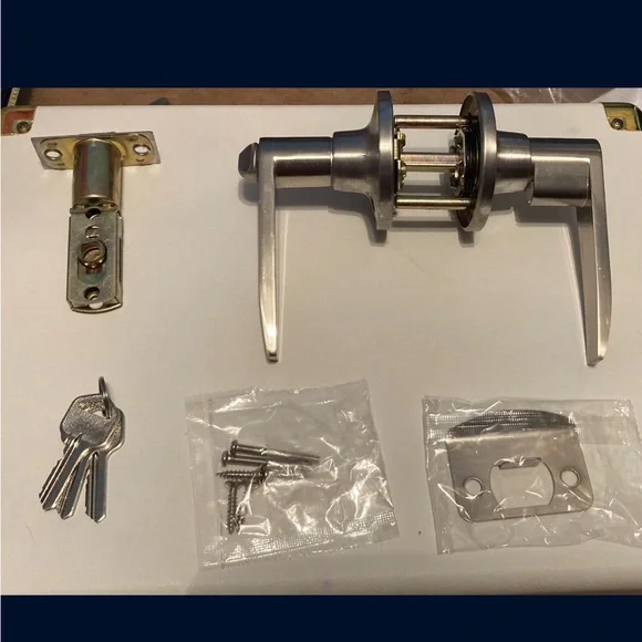 2 pack, Shield Security Passage Lockset Grade 3 Straight-Lever Satin Nickel